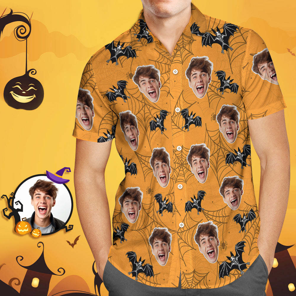 Custom Funny Face Hawaiian Shirt Halloween Photo Shirt Halloween Drama Gift