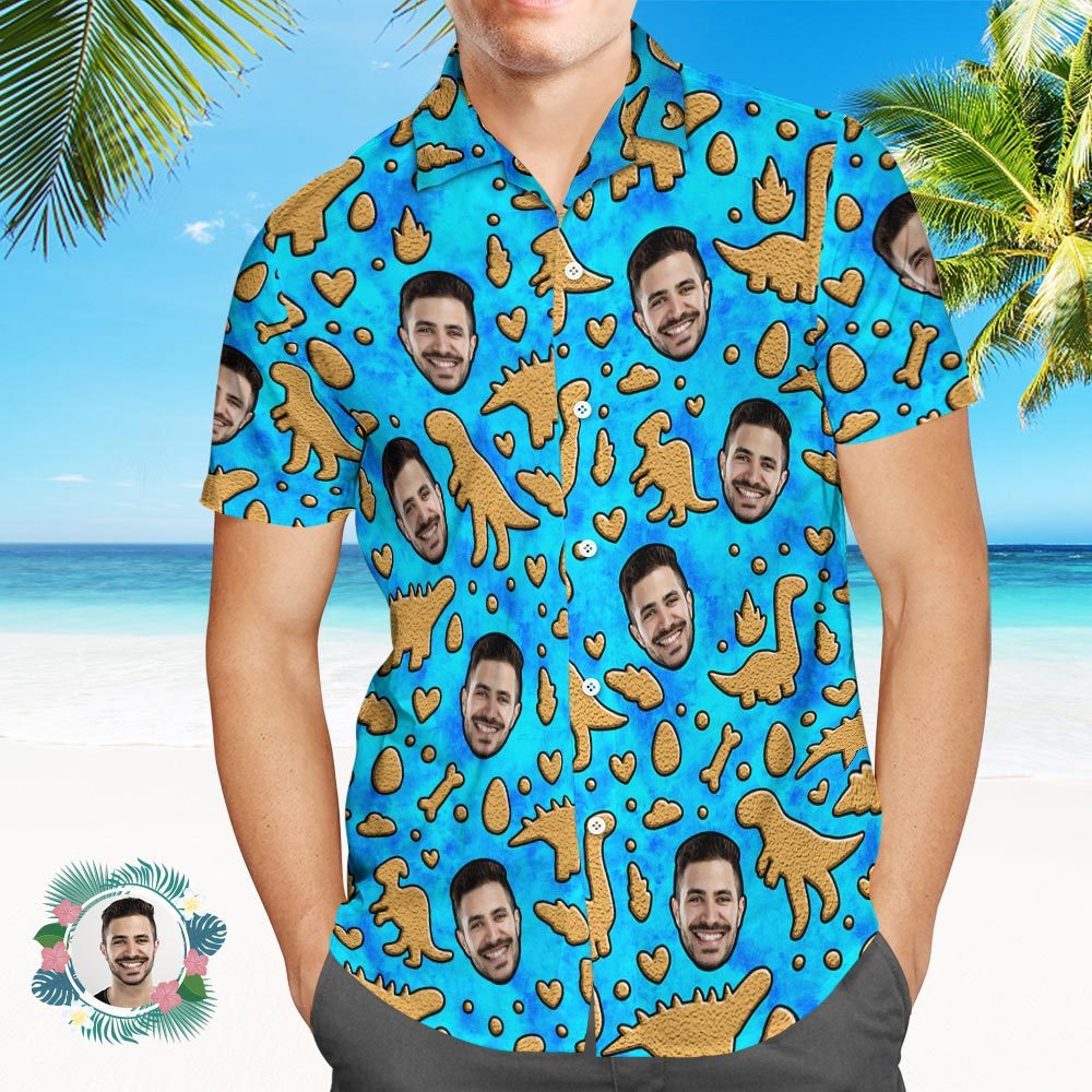 Custom Men's Shirt Face All Over Print Hawaiian Shirt