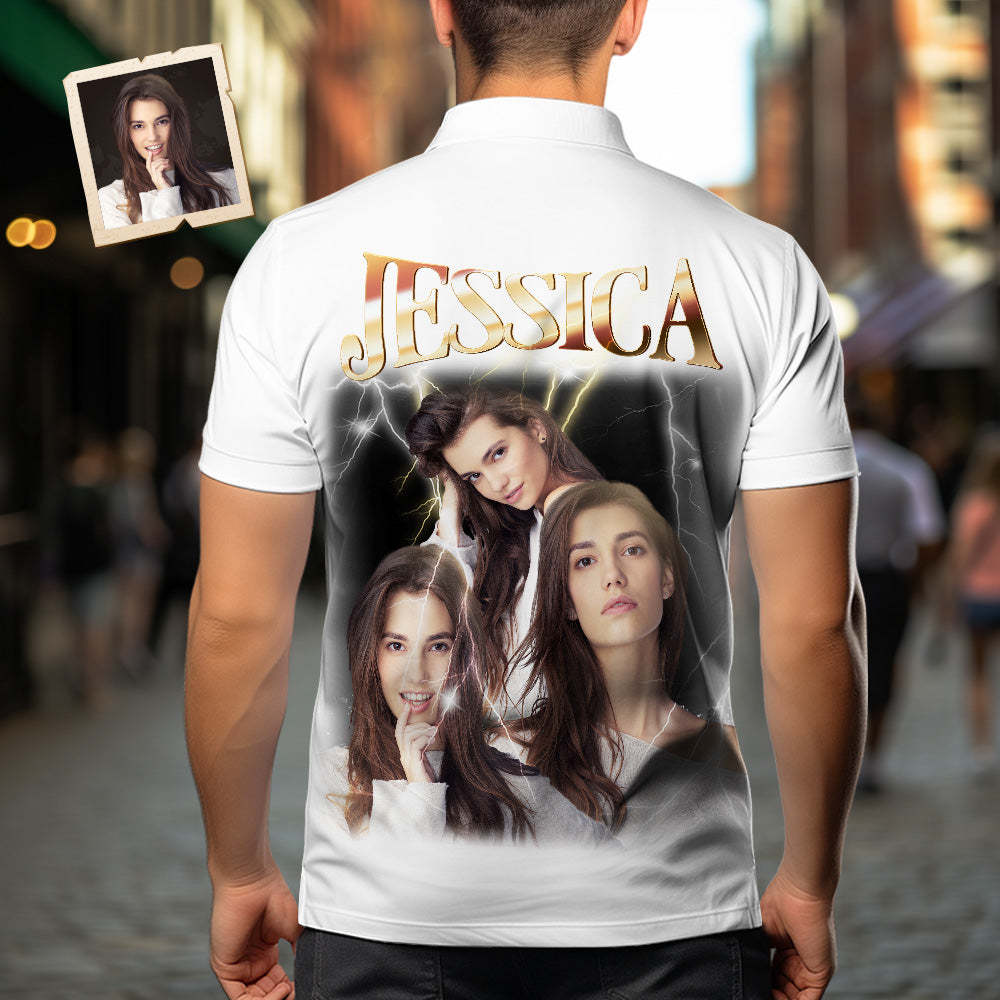 Custom Photo and Text Hawaiian Shirts Personalized Photo Gift Men's Vintage Personality Lightning Shirts