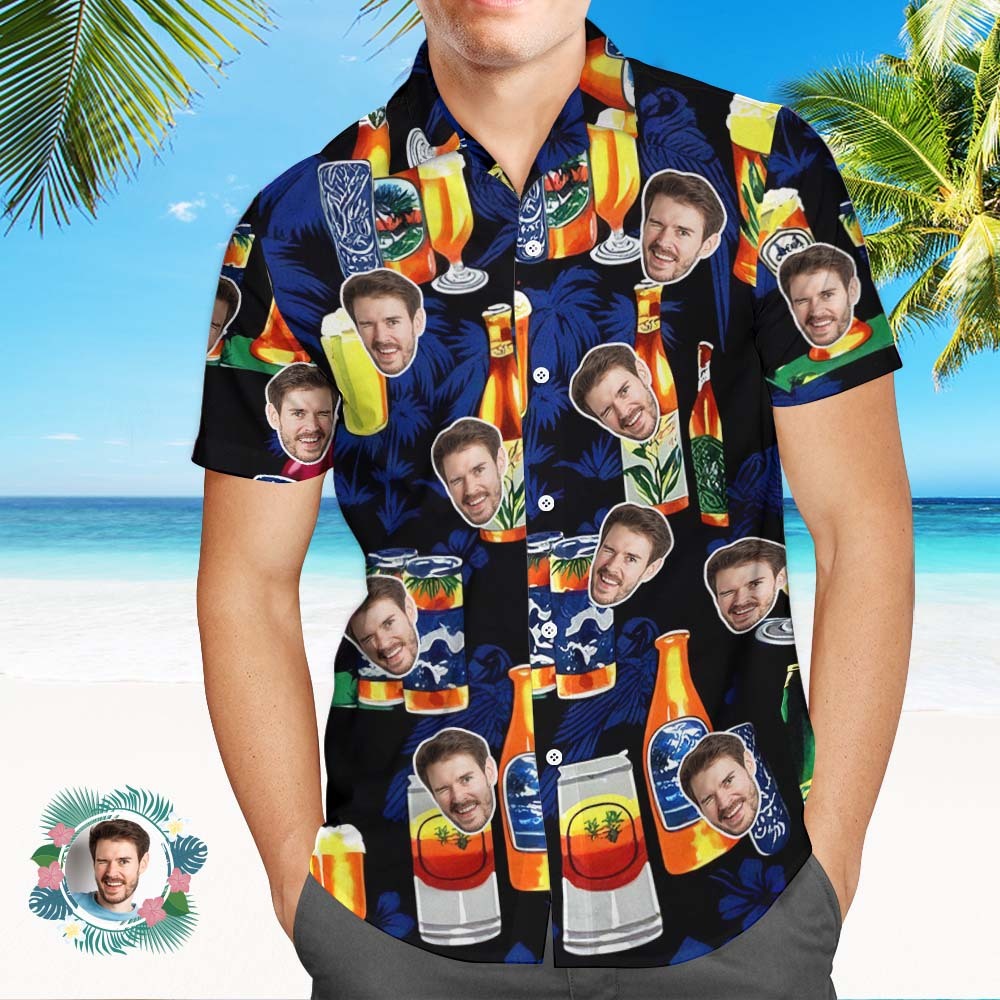 Custom Face Hawaiian Shirt Black Beer Hawaiian Shirt Tropical Style Shirt - SantaSocks