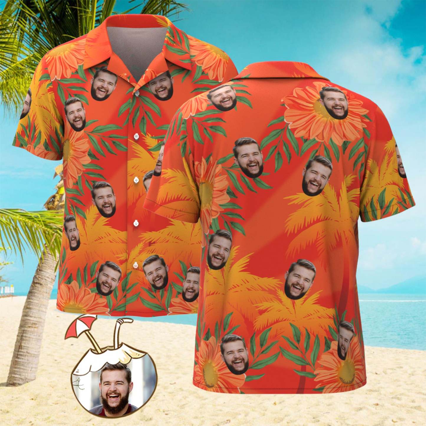 Custom Original Hawaiian Aloha Shirts Face Hawaiian Shirts Coconut Tree Shirts  Group Gift - SantaSocks