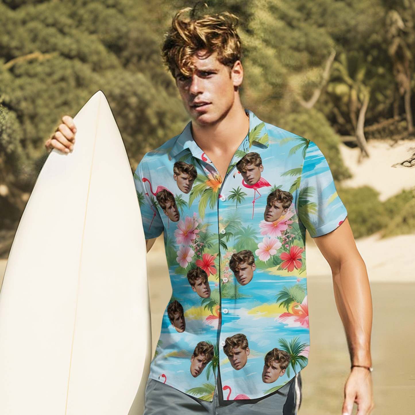 Custom Original Hawaiian Aloha Shirts Face Hawaiian Shirts Coconut Tree Shirts  Group Gift - SantaSocks