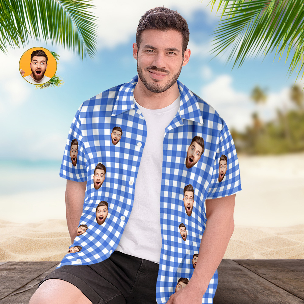 Custom Face Hawaiian Shirt Summer Oktoberfest Hawaiian Shirt Check Shirt - SantaSocks