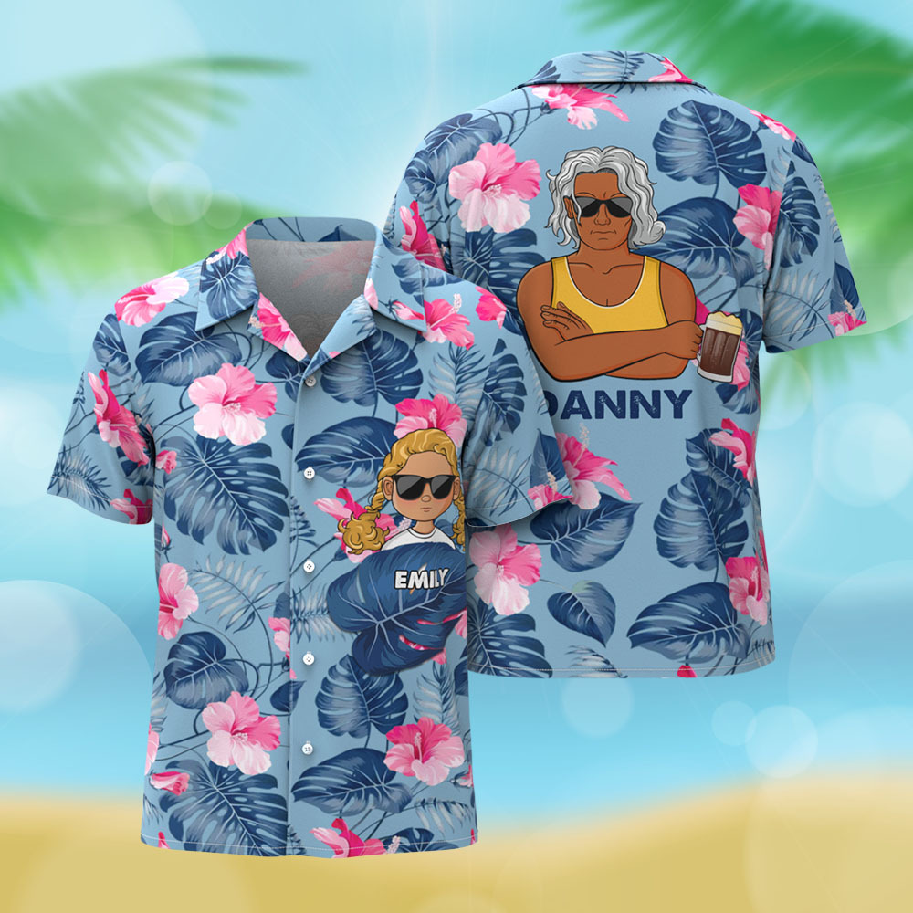 Personalized Cartoon Hawaiian Shirt Best Dad Papa Ever Birthday Loving Gift For Father Grandpa Grandfather Custom Name Hawaiian Shirt