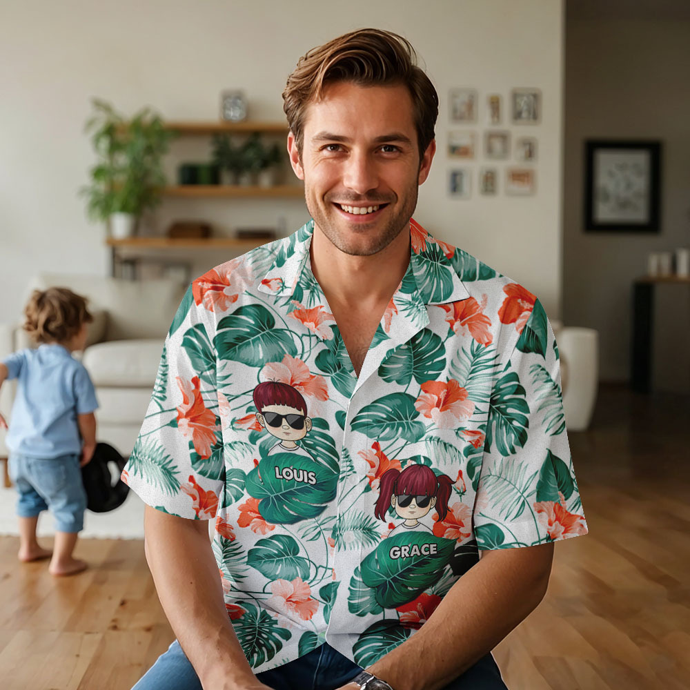 Personalized Cartoon Hawaiian Shirt Best Dad Papa Ever Birthday Loving Gift For Father Grandpa Grandfather Custom Name Hawaiian Shirt