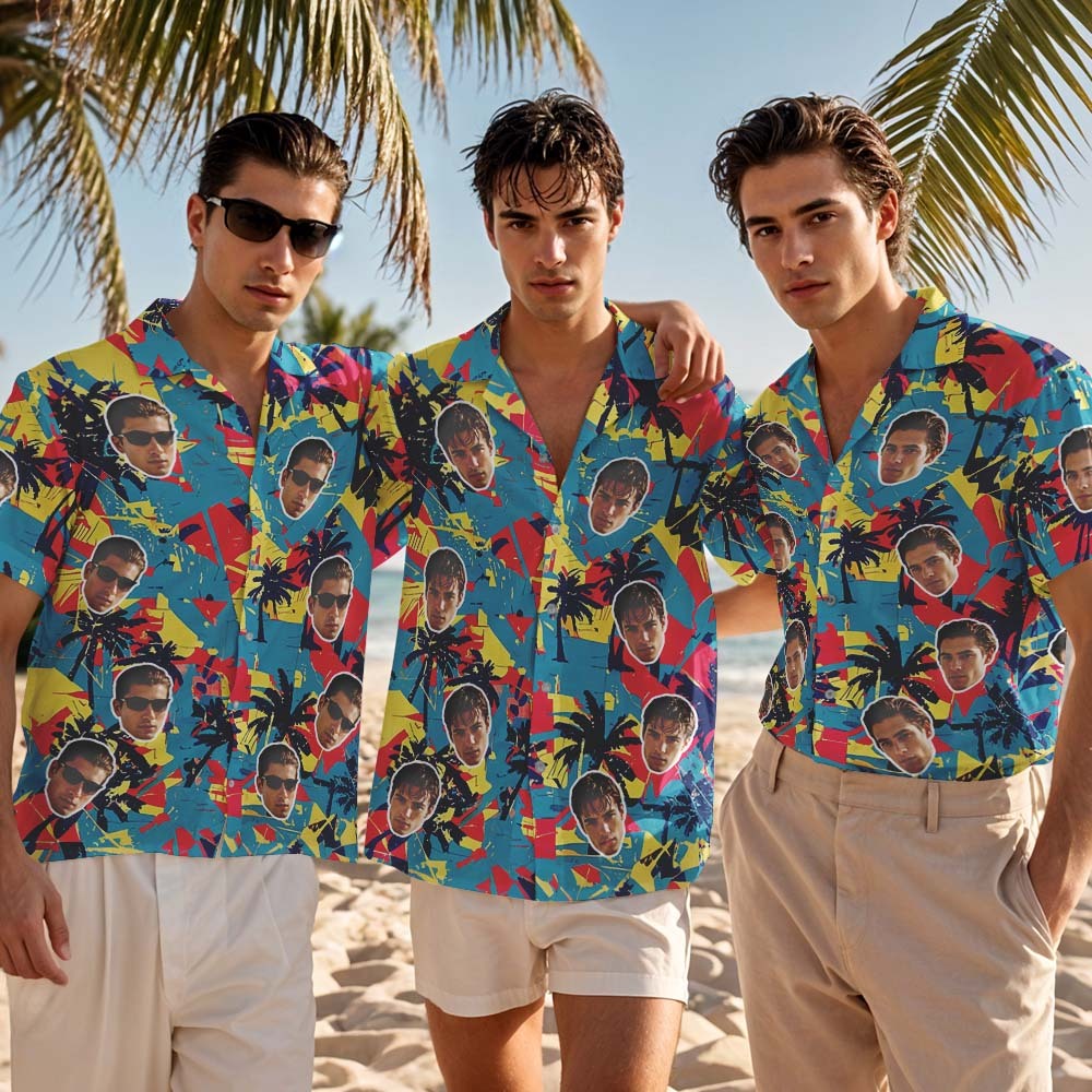 Custom Face Hawaiian Shirt Personalized Tropical Parrot Leaves and Flowers for Beach Vacation Gifts
