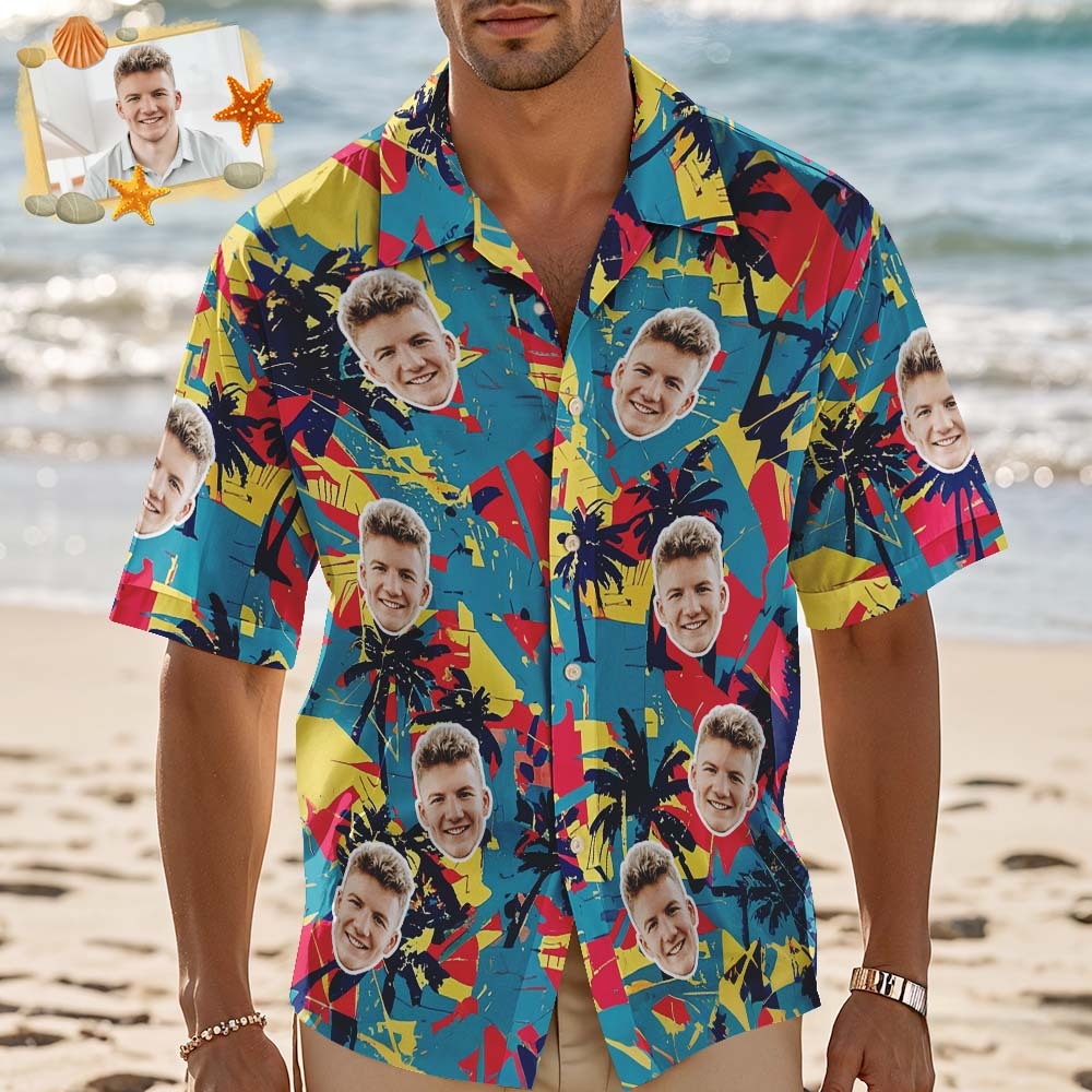 Custom Face Hawaiian Shirt Personalized Tropical Parrot Leaves and Flowers for Beach Vacation Gifts