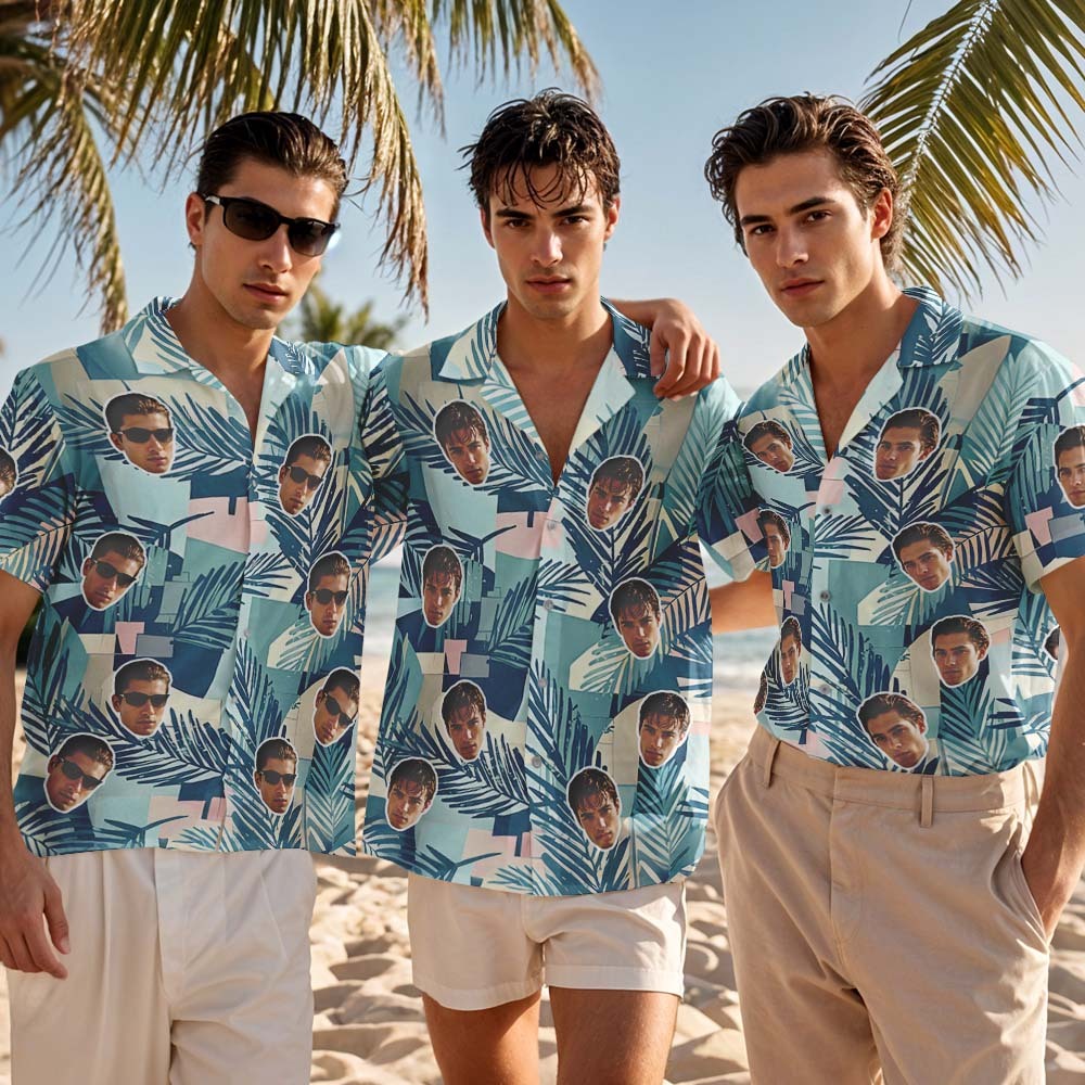 Custom Face Hawaiian Shirt Personalized Tropical Parrot Leaves and Flowers for Beach Vacation Gifts