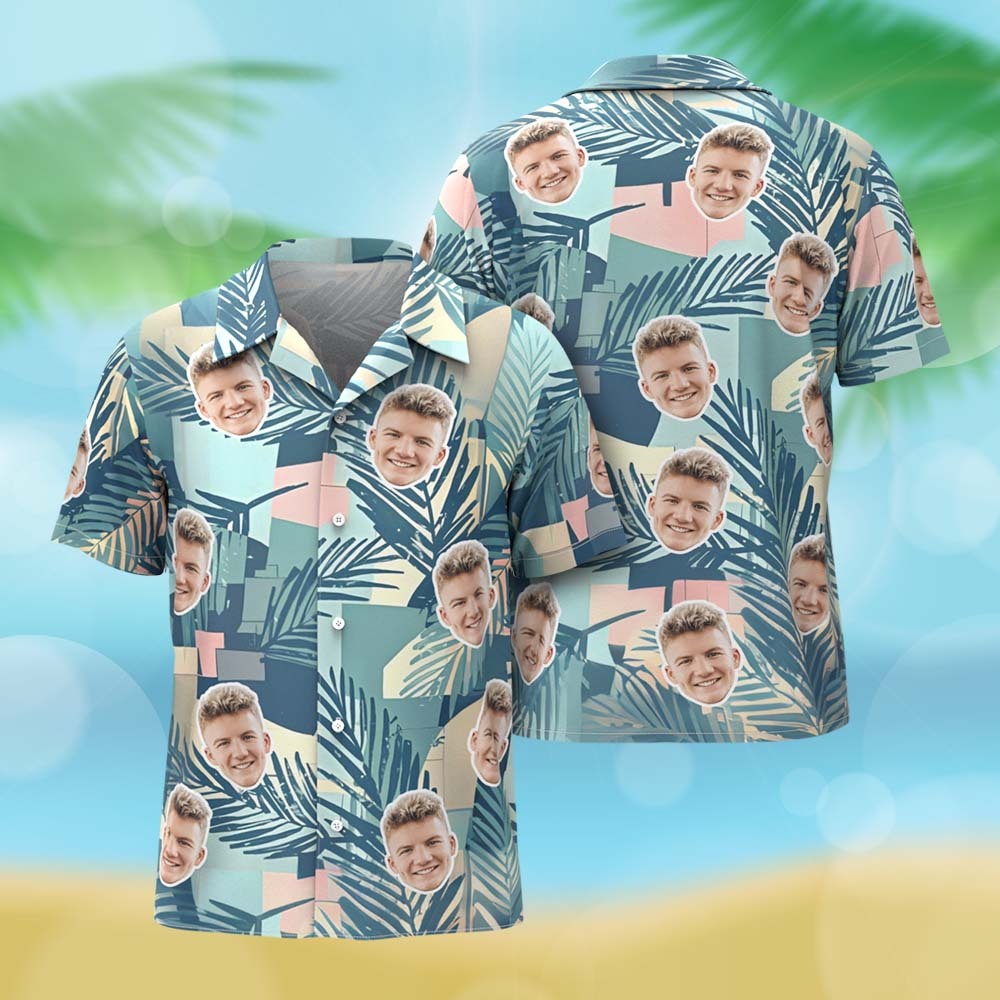 Custom Face Hawaiian Shirt Personalized Tropical Parrot Leaves and Flowers for Beach Vacation Gifts
