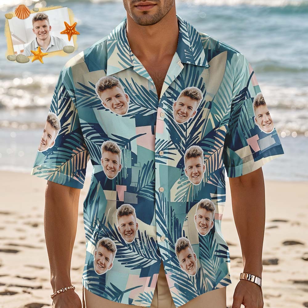 Custom Face Hawaiian Shirt Personalized Tropical Parrot Leaves and Flowers for Beach Vacation Gifts