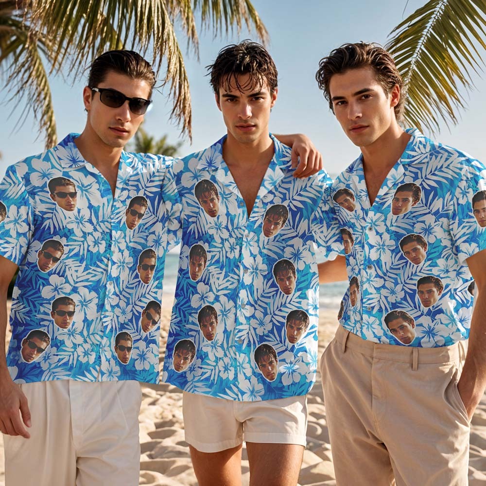 Custom Face Hawaiian Shirt Personalized Tropical Parrot Leaves and Flowers for Beach Vacation Gifts