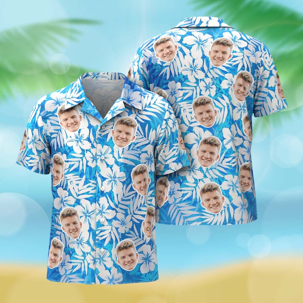 Custom Face Hawaiian Shirt Personalized Tropical Parrot Leaves and Flowers for Beach Vacation Gifts