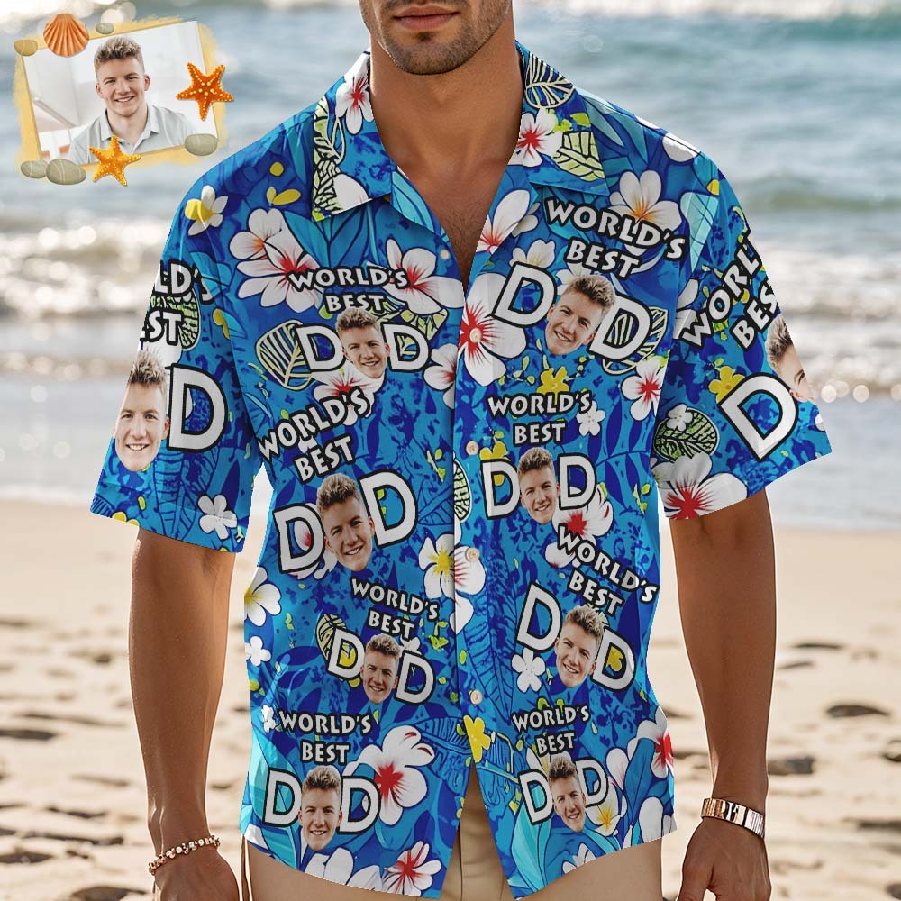 Custom Photo Hawaiian Shirt Birthday Tropical Hawaiian Aloha Shirt Face and Name Summer Vacation Gift