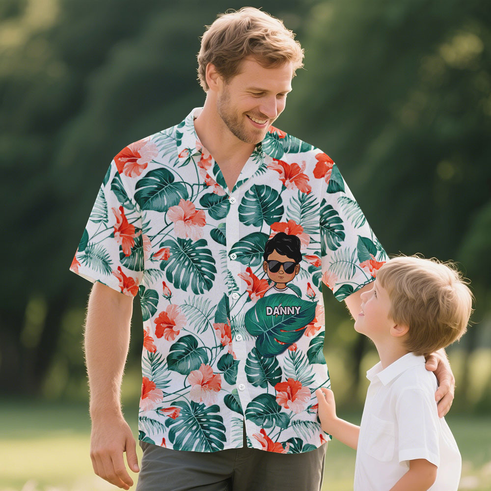 Custom Cartoon Hawaiian Shirt Best Dad Papa Ever Birthday Loving Gift For Father Grandpa Grandfather Custom Name Fathers Day Shirt Gift