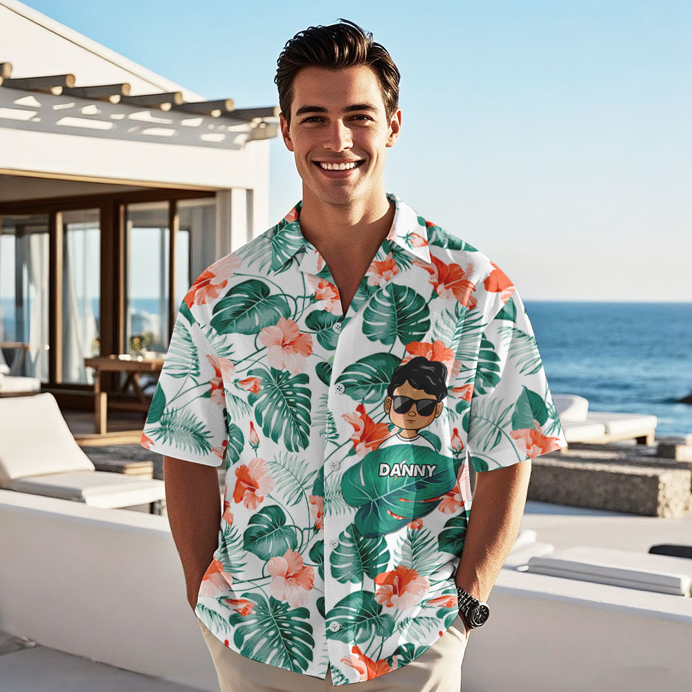 Custom Cartoon Hawaiian Shirt Best Dad Papa Ever Birthday Loving Gift For Father Grandpa Grandfather Custom Name Fathers Day Shirt Gift