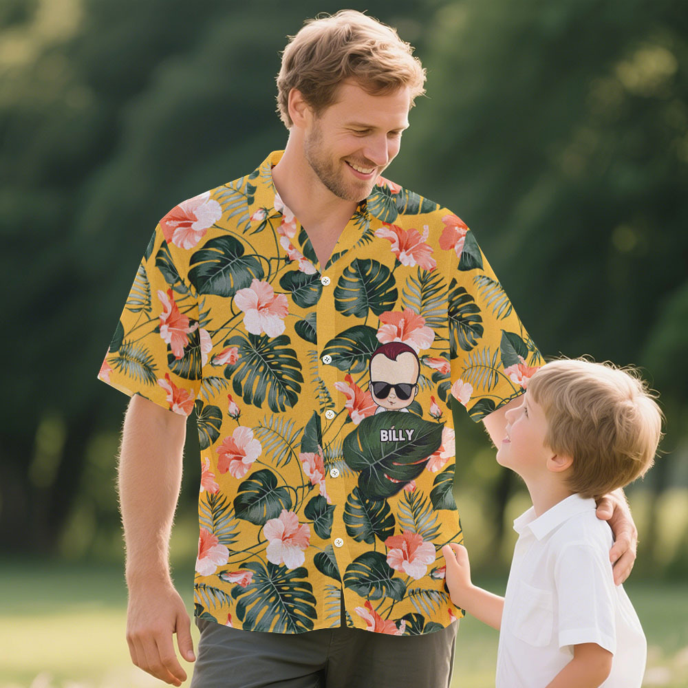 Custom Cartoon Hawaiian Shirt Best Dad Papa Ever Birthday Loving Gift For Father Grandpa Grandfather Custom Name Fathers Day Shirt Gift