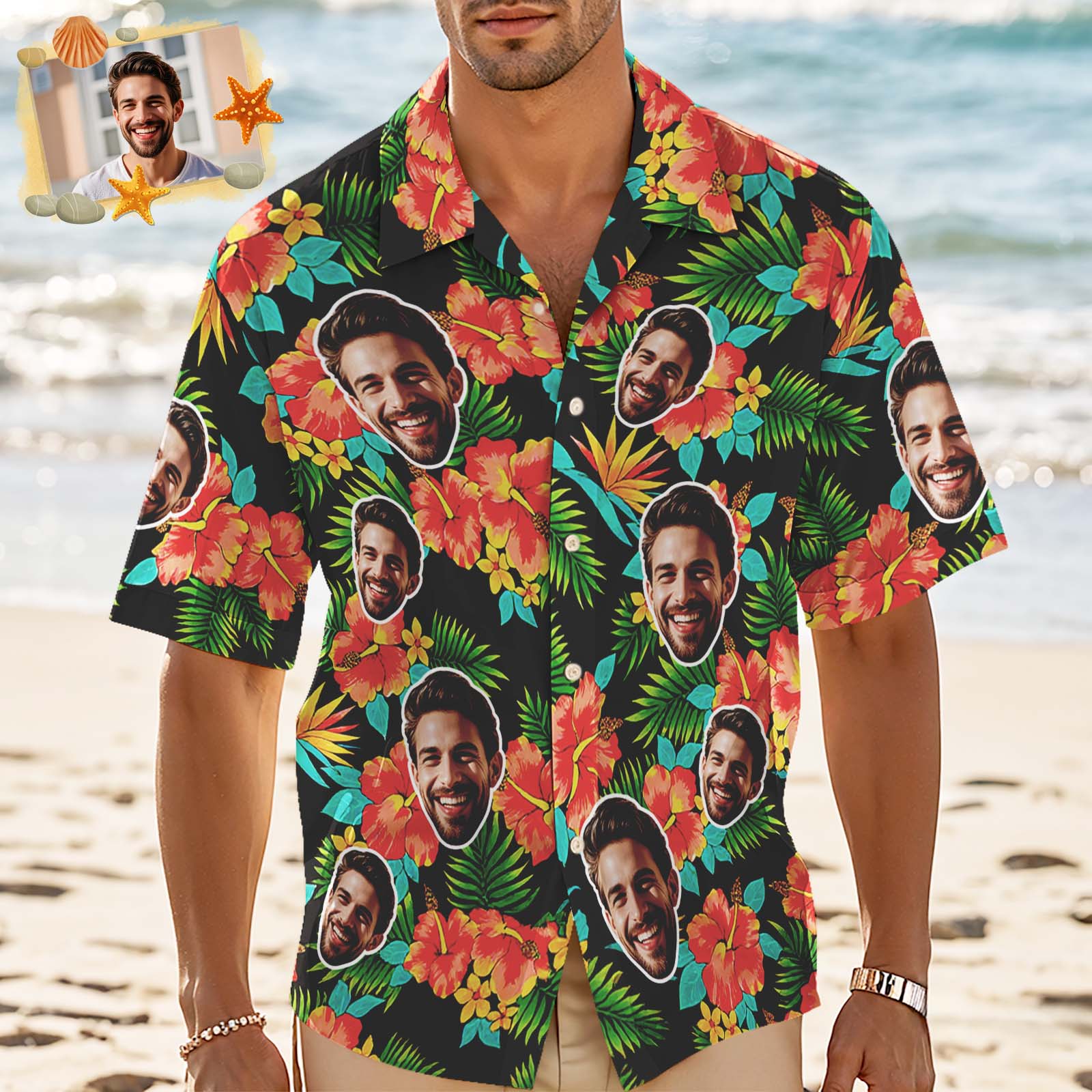 Custom Aloha Men Hawaiian Shirts Face Shirt Sewing Pattern Hawaiian Shirt Gift for Summer Vibe Holiday - SantaSocks