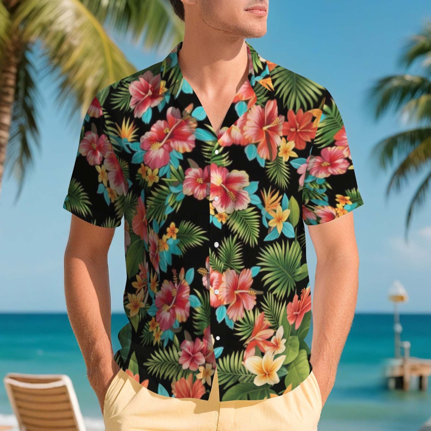 Men Hawaiian Shirts Aloha Lush Tropical Flower Hawaiian Shirt Gift for Summer Vibe Holiday - SantaSocks