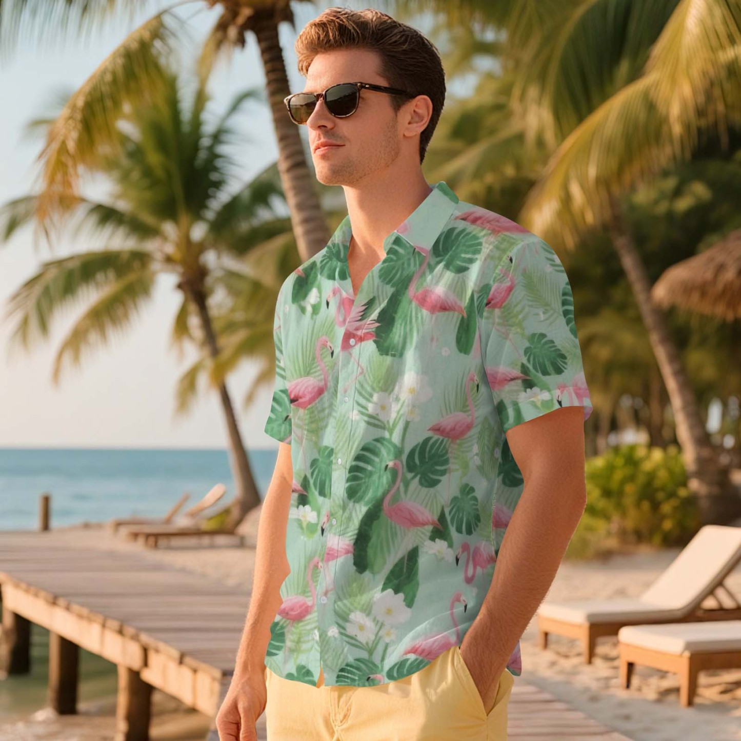 Men Hawaiian Shirts Aloha Lush Tropical Flower Hawaiian Shirt Gift for Summer Vibe Holiday - SantaSocks