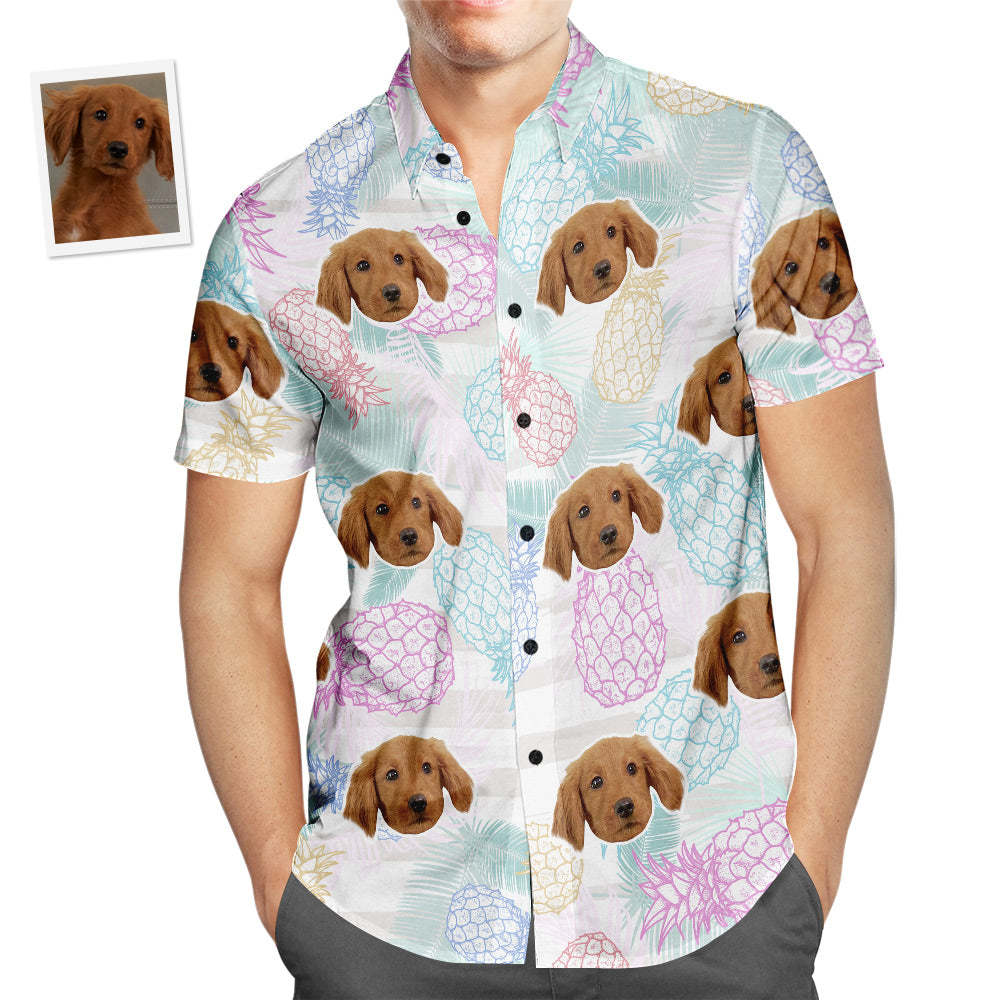 Custom Face Hawaiian Shirt Pineapple Design Men's Popular All Over Print Hawaiian Beach Shirt Holiday Gift - PetGiftsCustom