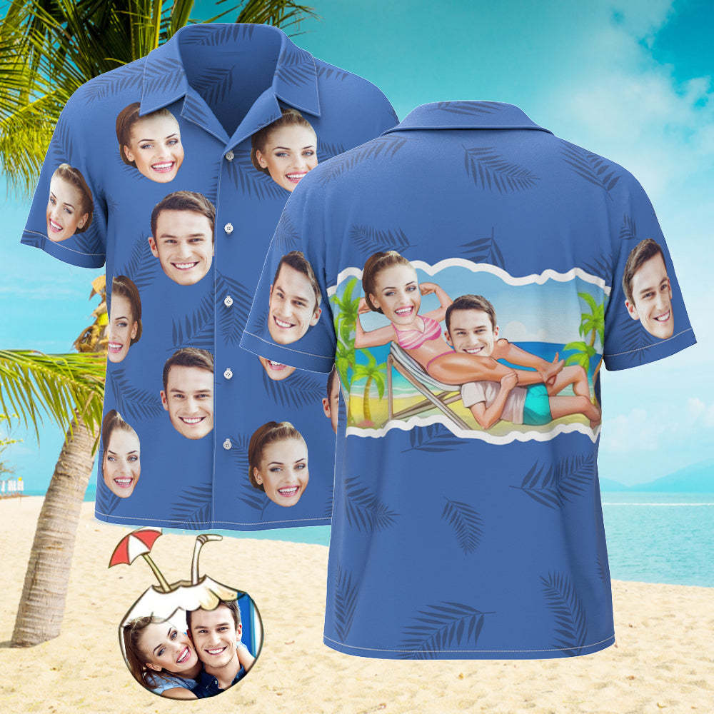 Custom Face Hawaiian Shirt Men's All Over Print Hawaiian Shirt