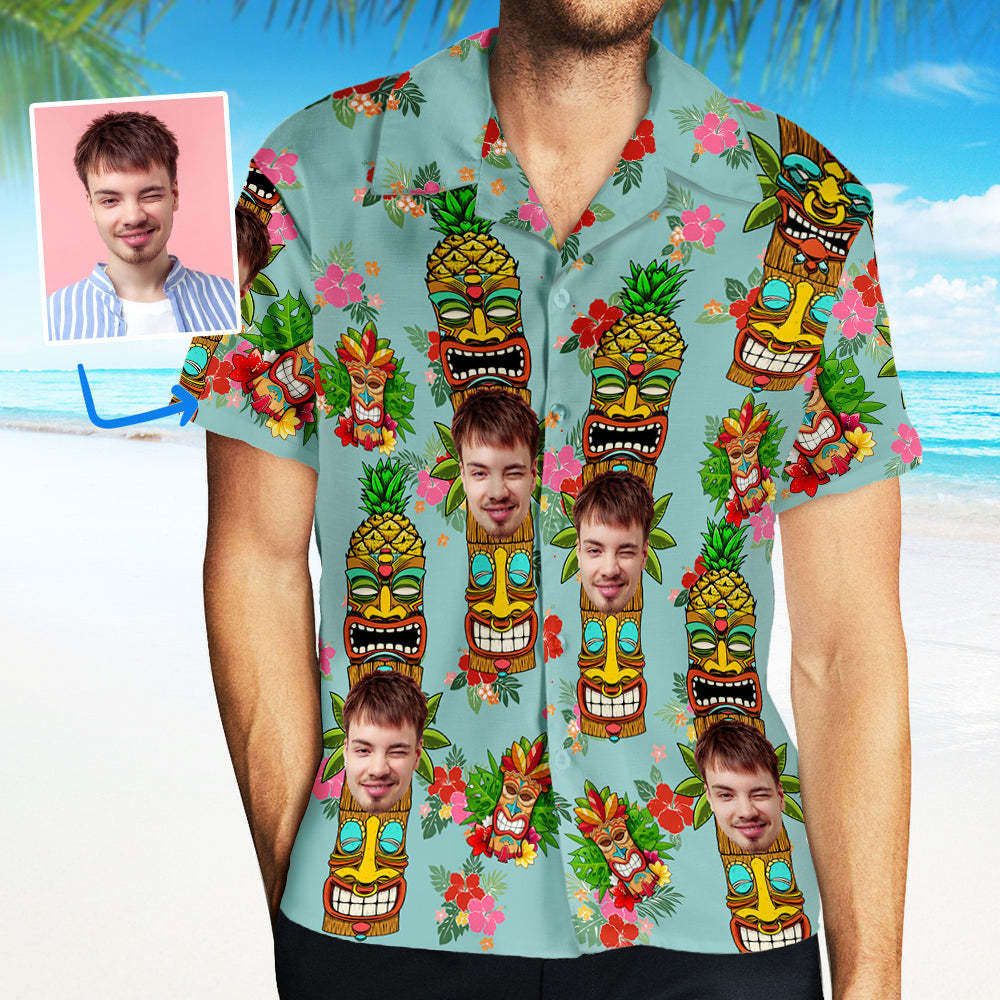 Custom Face Hawaiian Shirt Men's All Over Print Hawaiian Shirt