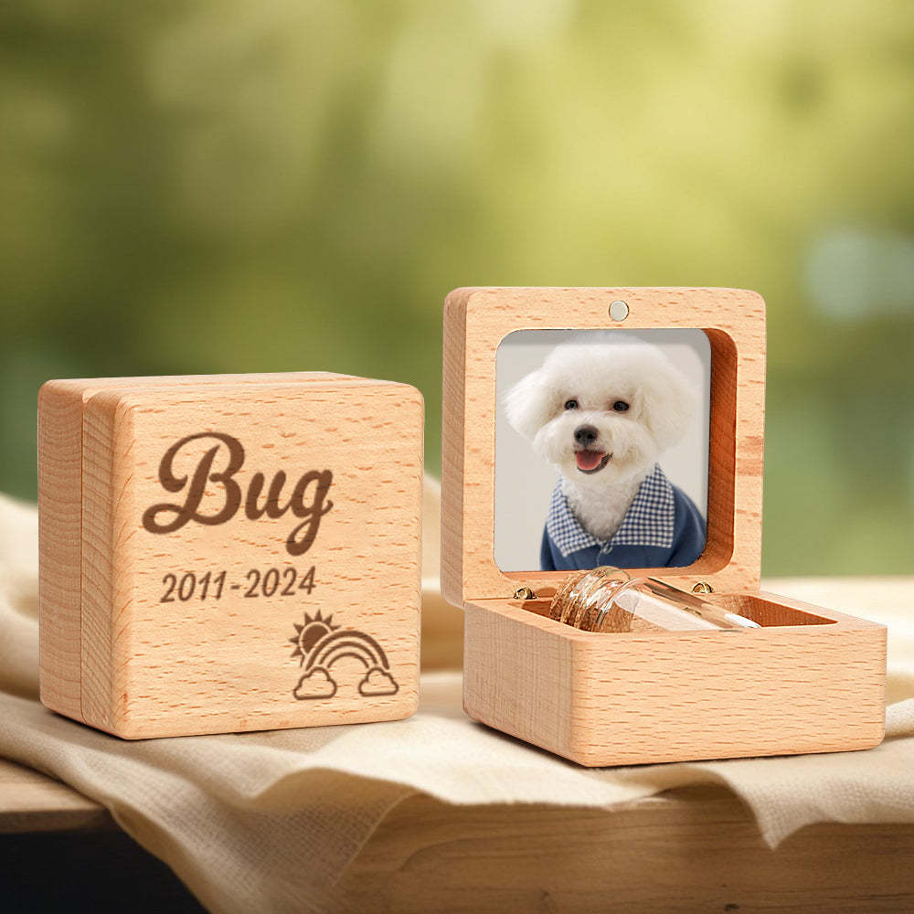 Personalized Wooden Pet Ashes Box Dog Cat Fur Keepsake Box Pet Memorial Gift for Pet Owner - SantaSocks
