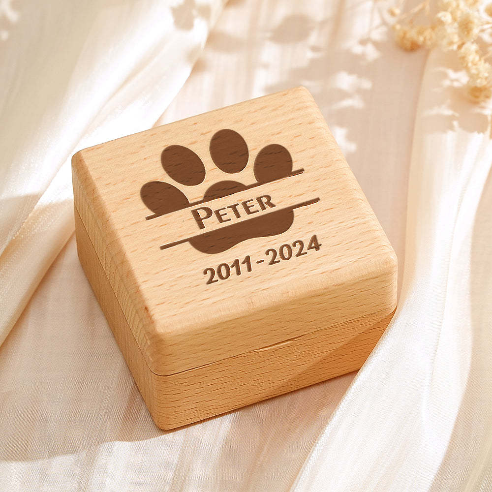 Personalized Wooden Pet Ashes Box Dog Cat Fur Keepsake Box Pet Memorial Gift for Pet Owner - SantaSocks