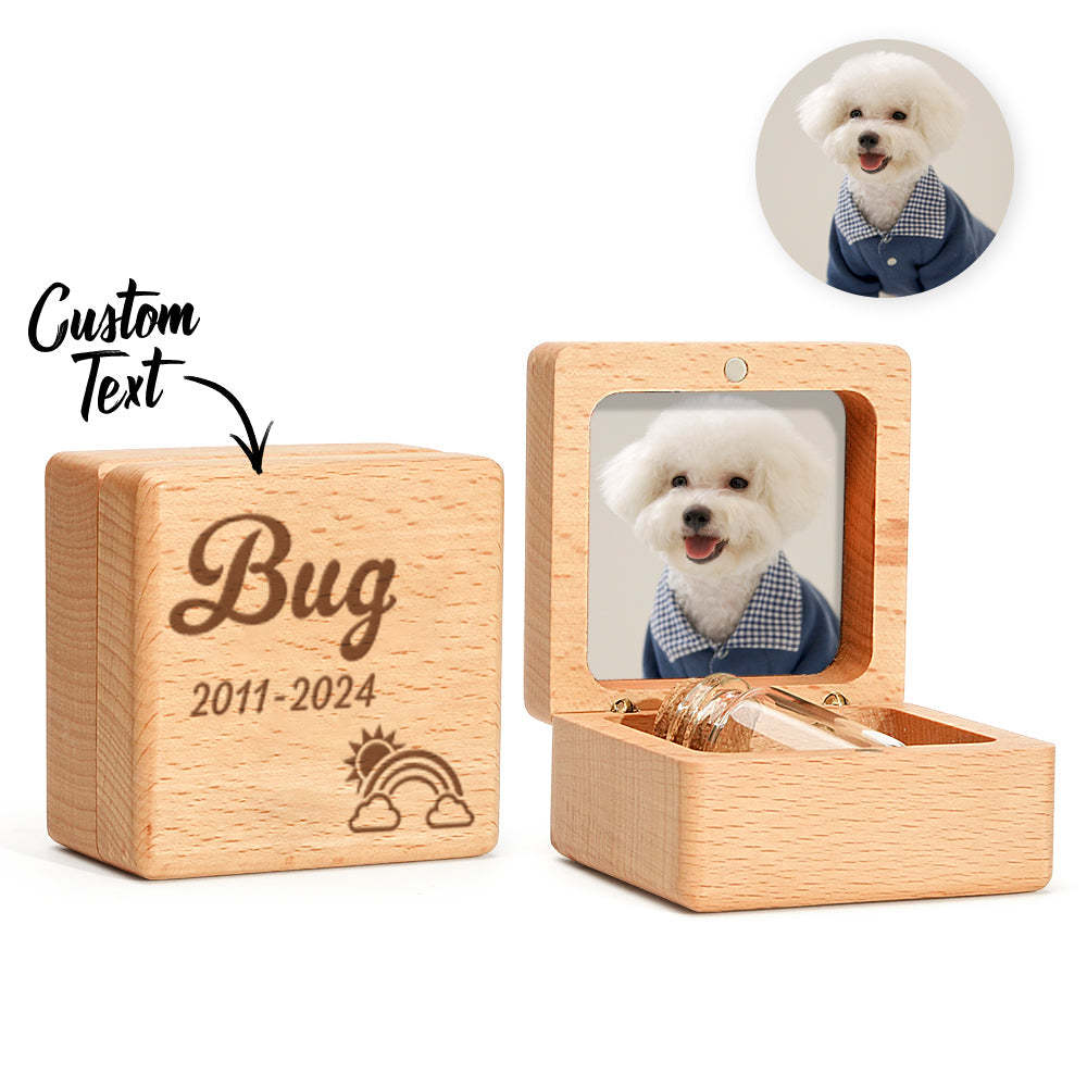 Personalized Wooden Pet Ashes Box Dog Cat Fur Keepsake Box Pet Memorial Gift for Pet Owner - SantaSocks