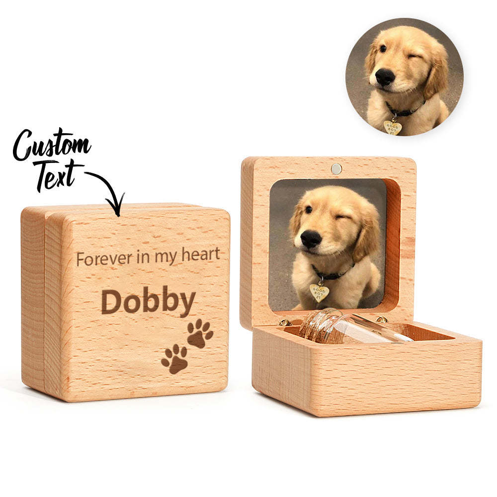 Personalized Wooden Pet Ashes Box Dog Cat Fur Keepsake Box Pet Memorial Gift for Pet Owner - SantaSocks