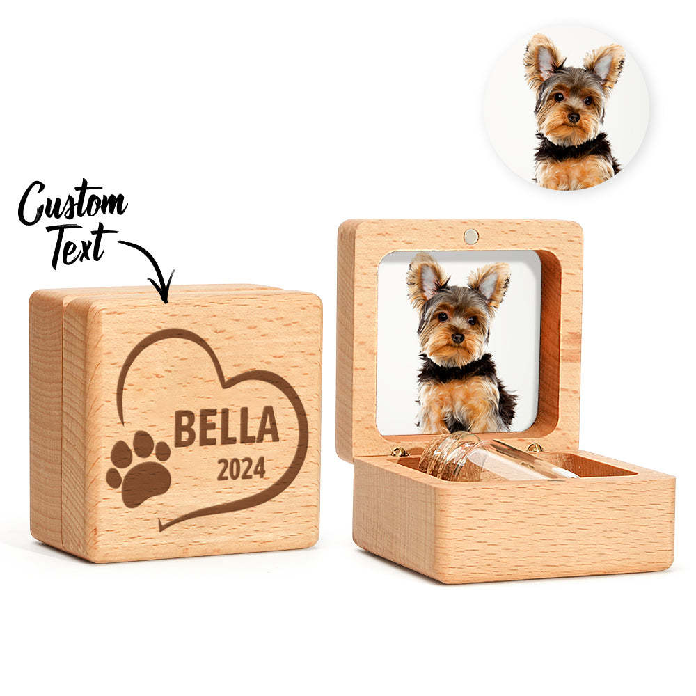 Personalized Wooden Pet Ashes Box Dog Cat Fur Keepsake Box Pet Memorial Gift for Pet Owner - SantaSocks