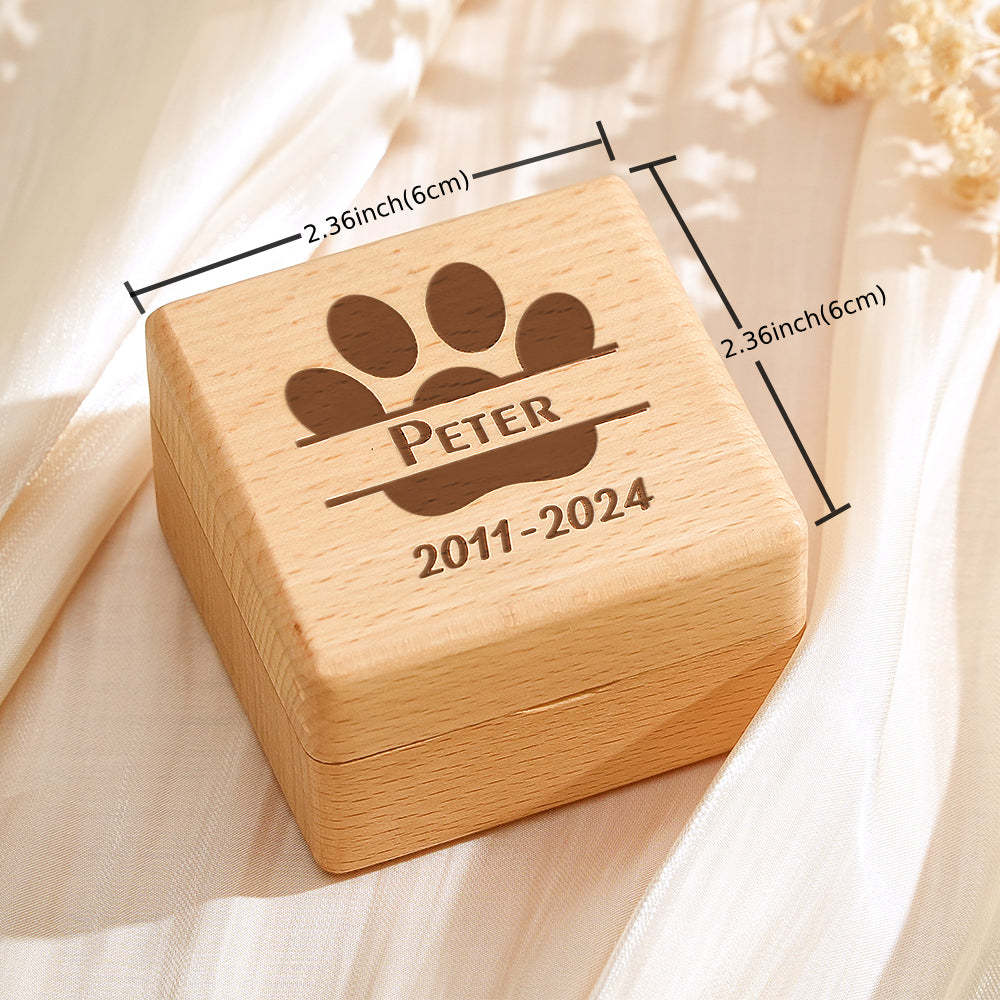 Personalized Wooden Pet Ashes Box Dog Cat Fur Keepsake Box Pet Memorial Gift for Pet Owner - SantaSocks