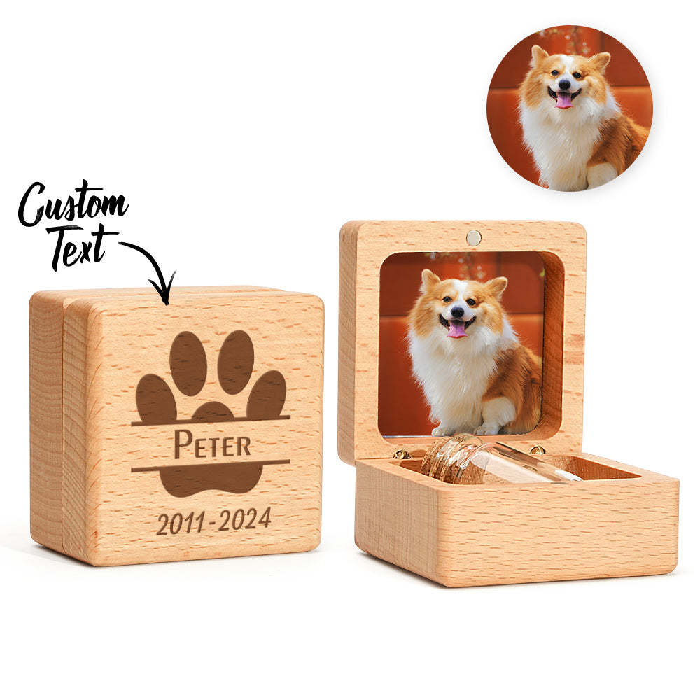 Personalized Wooden Pet Ashes Box Dog Cat Fur Keepsake Box Pet Memorial Gift for Pet Owner - SantaSocks