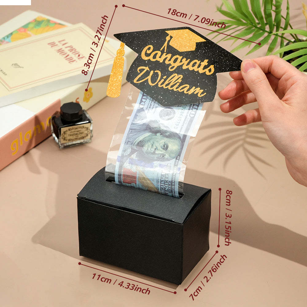 Personalized Graduation Cap Pull Out Money Gift Box Money Holder with 30pcs Transparent Bags Gift for Graduates - SantaSocks