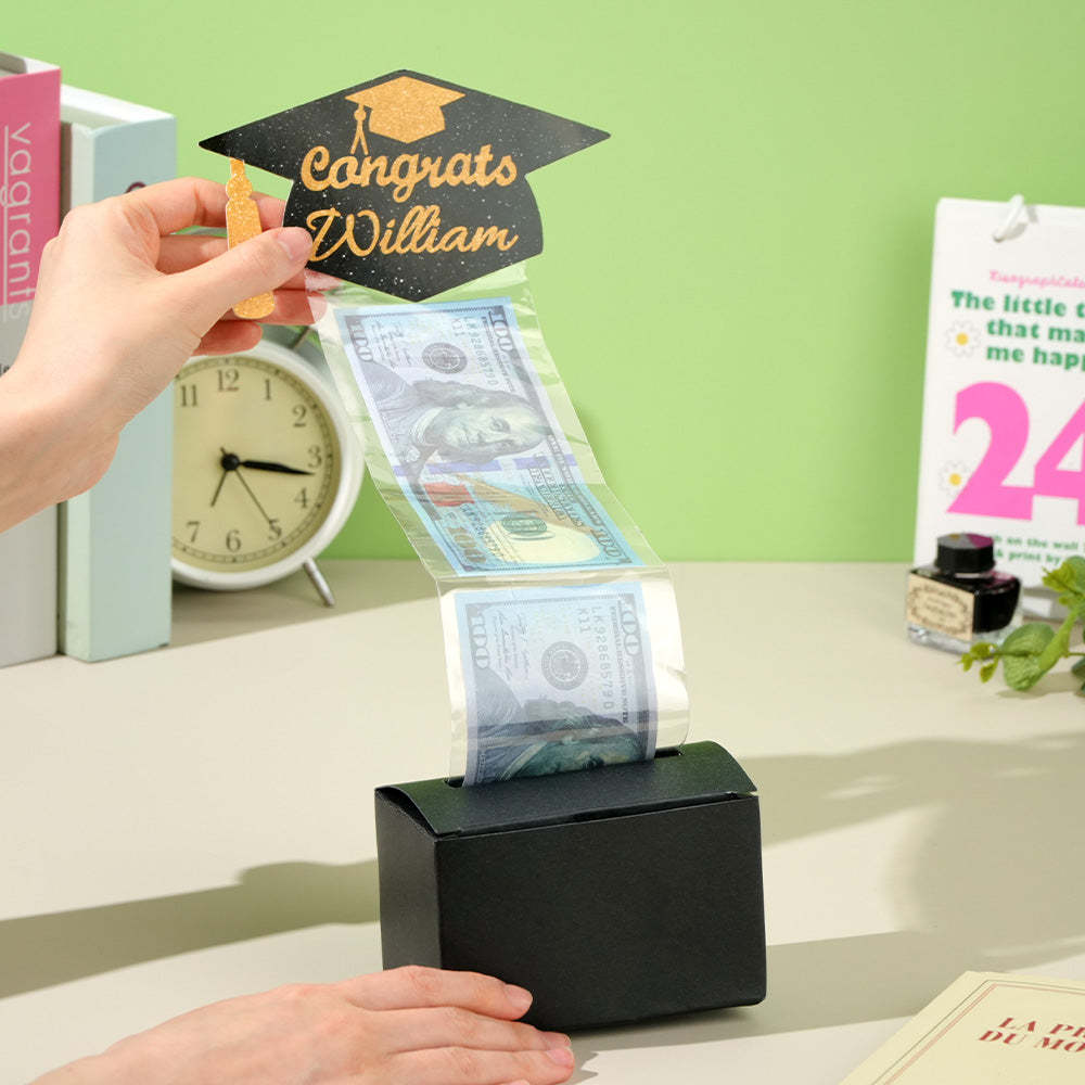 Personalized Graduation Cap Pull Out Money Gift Box Money Holder with 30pcs Transparent Bags Gift for Graduates - SantaSocks