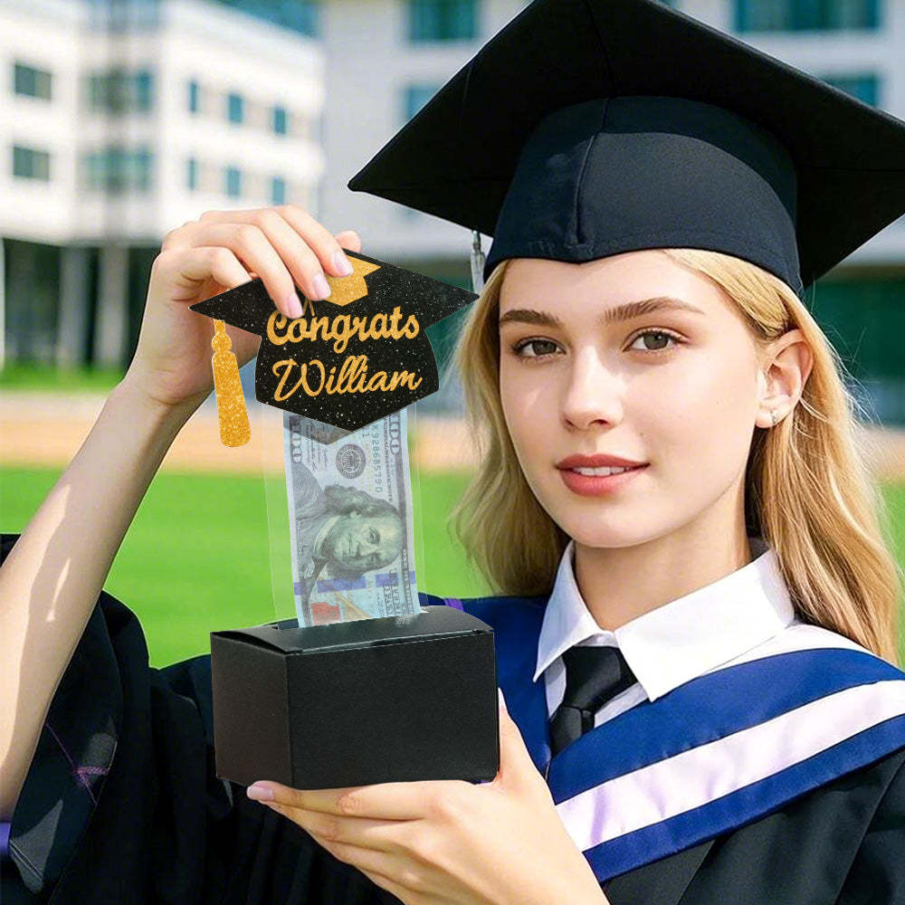 Personalized Graduation Cap Pull Out Money Gift Box Money Holder with 30pcs Transparent Bags Gift for Graduates - SantaSocks