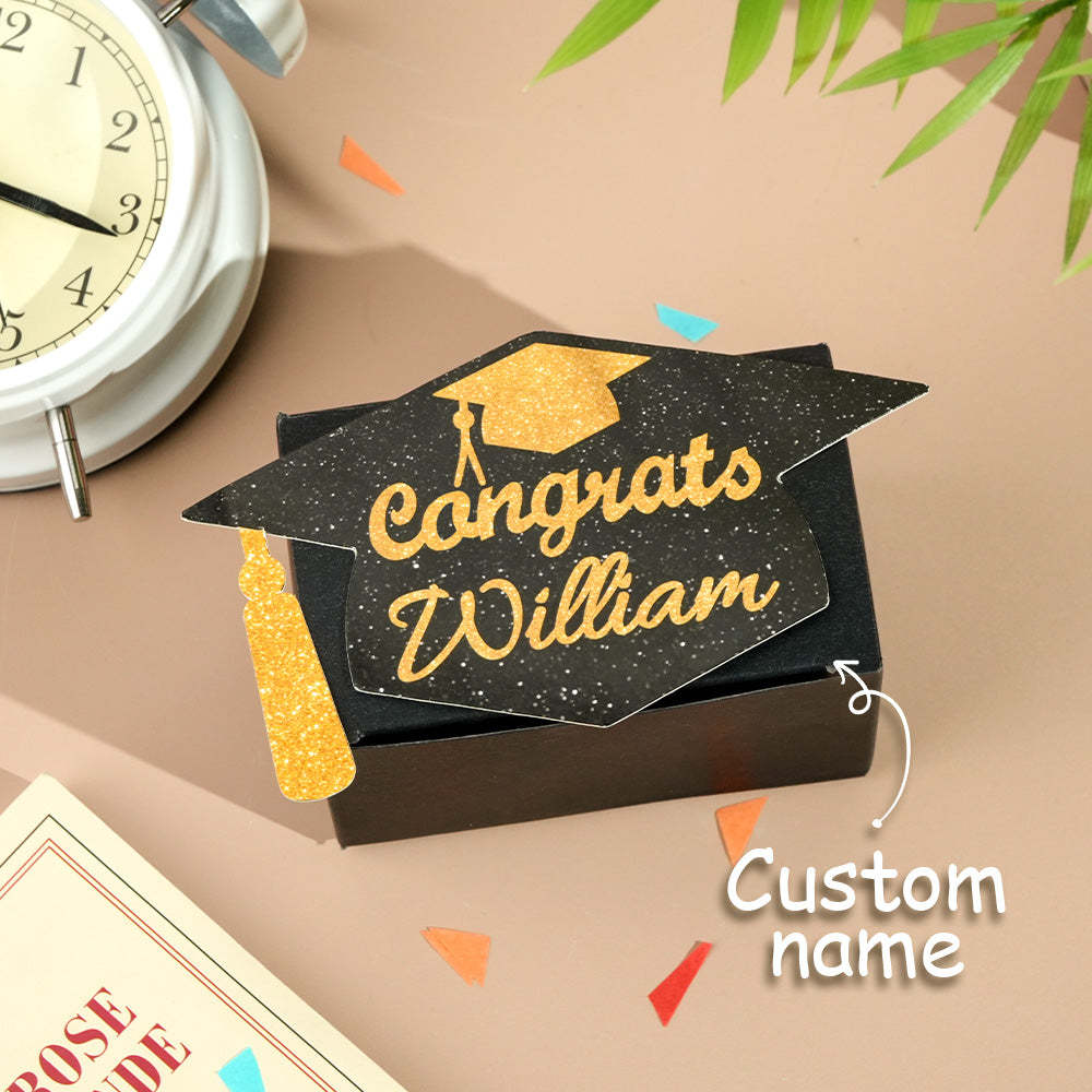 Personalized Graduation Cap Pull Out Money Gift Box Money Holder with 30pcs Transparent Bags Gift for Graduates