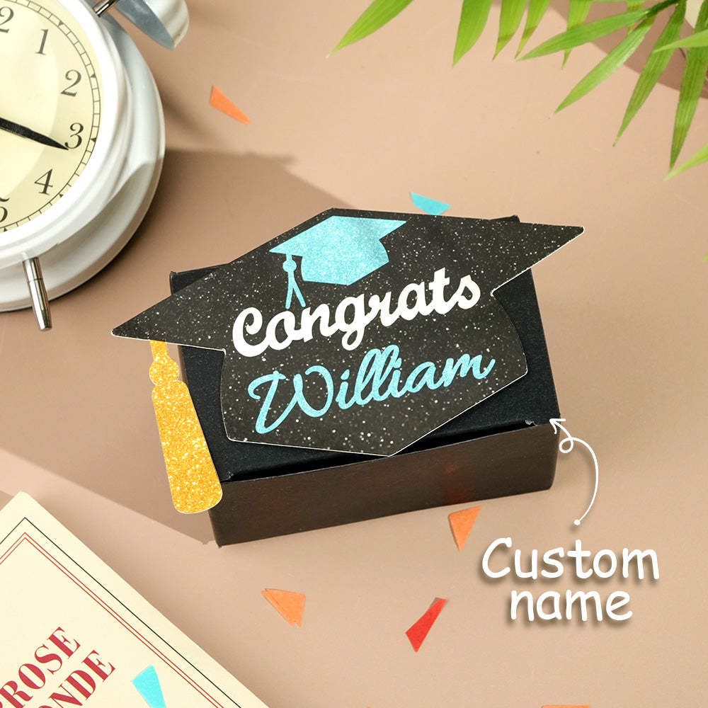 Personalized Graduation Cap Pull Out Money Gift Box Money Holder with 30pcs Transparent Bags Gift for Graduates - SantaSocks