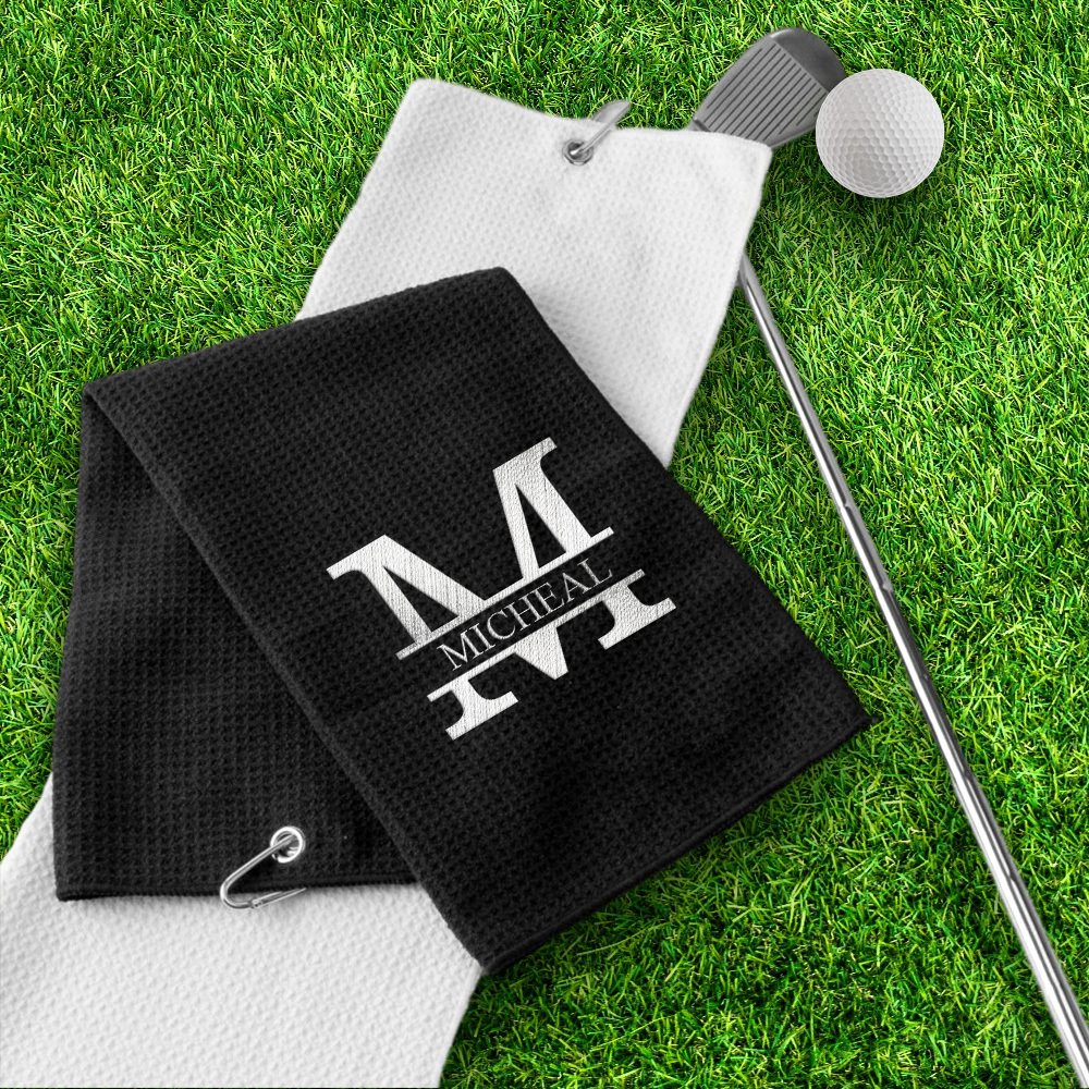 Custom Embroidered Golf Towel Personalized Name Initials Towel, Soft Fiber Sports Towel Gift for Golfers