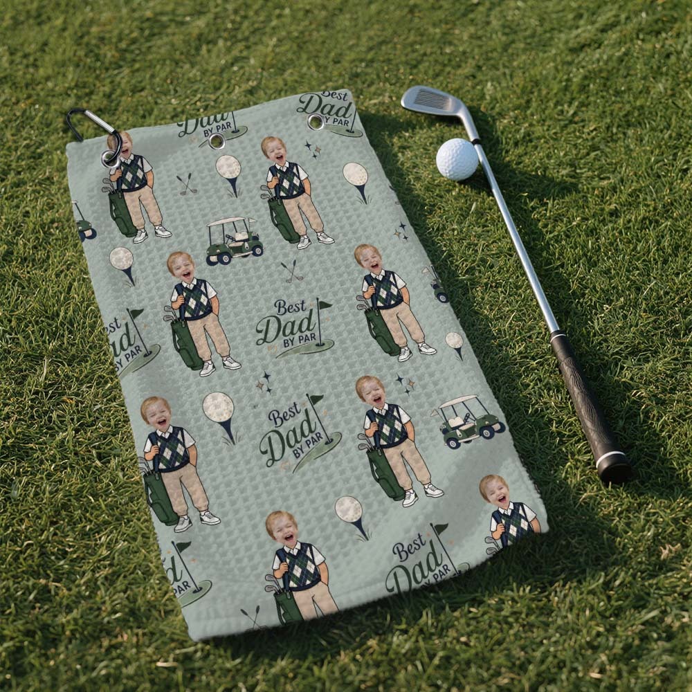 Personalized Golf Towel, Personalized Gift for Dad from Kids, Golf Souvenir for Father's Day