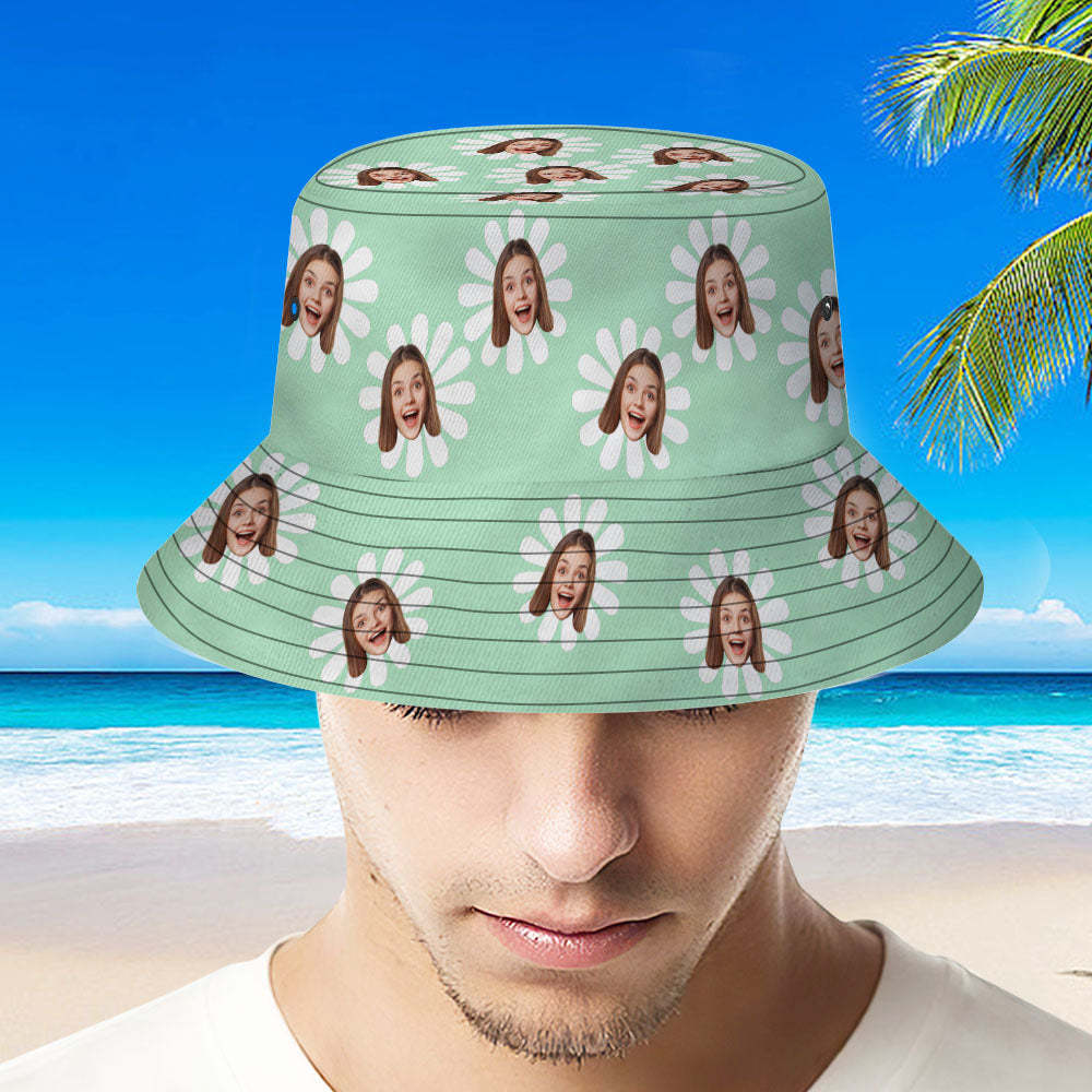 Custom Bucket Hat Unisex Face Bucket Hat Cute Black Small Florals Hat - SantaSocks