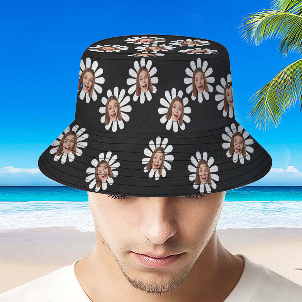 Custom Bucket Hat Unisex Face Bucket Hat Cute Green Small Florals Hat - SantaSocks