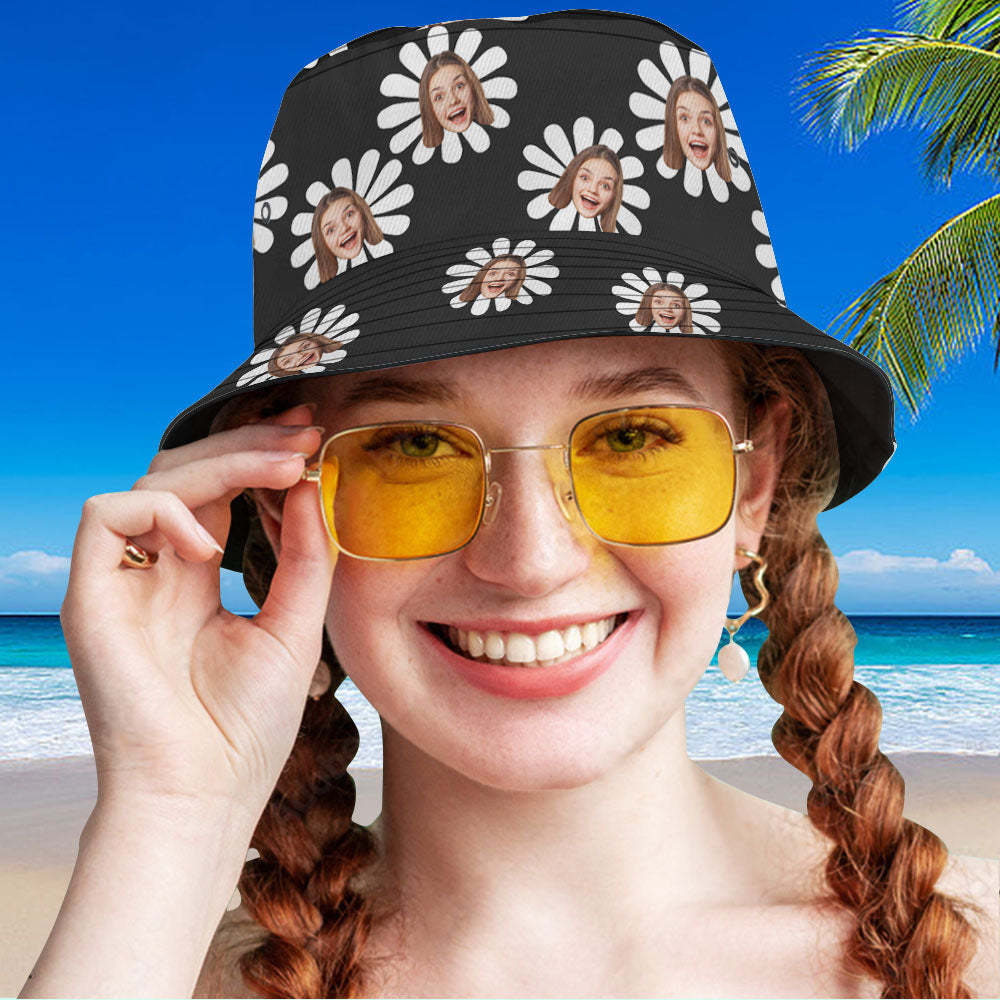 Custom Bucket Hat Unisex Face Bucket Hat Cute Green Small Florals Hat - SantaSocks