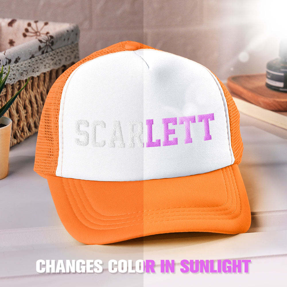 Custom Puff Print Trucker Hat Personalized Name Light-changing Foam Trucker Caps - SantaSocks