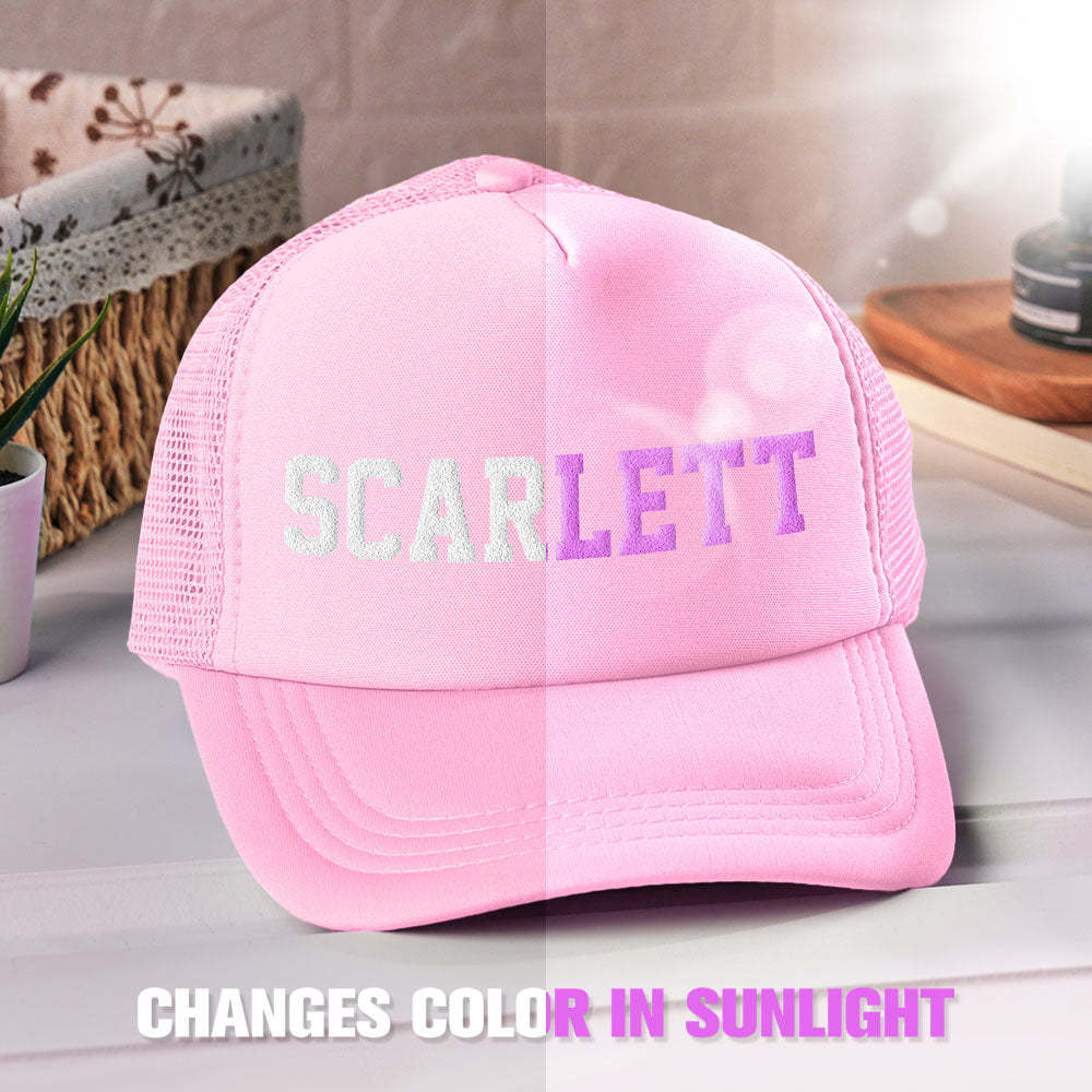 Custom Puff Print Trucker Hat Personalized Name Light-changing Foam Trucker Caps - SantaSocks