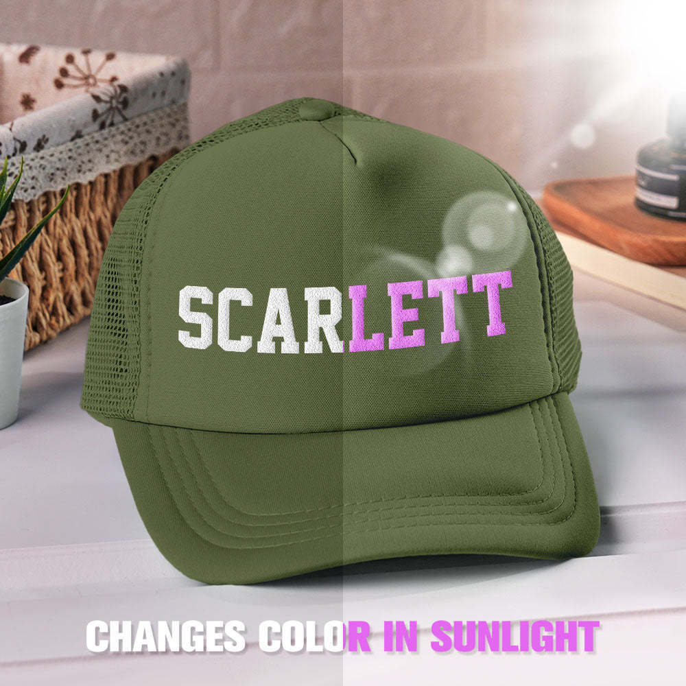 Custom Puff Print Trucker Hat Personalized Name Light-changing Foam Trucker Caps - SantaSocks
