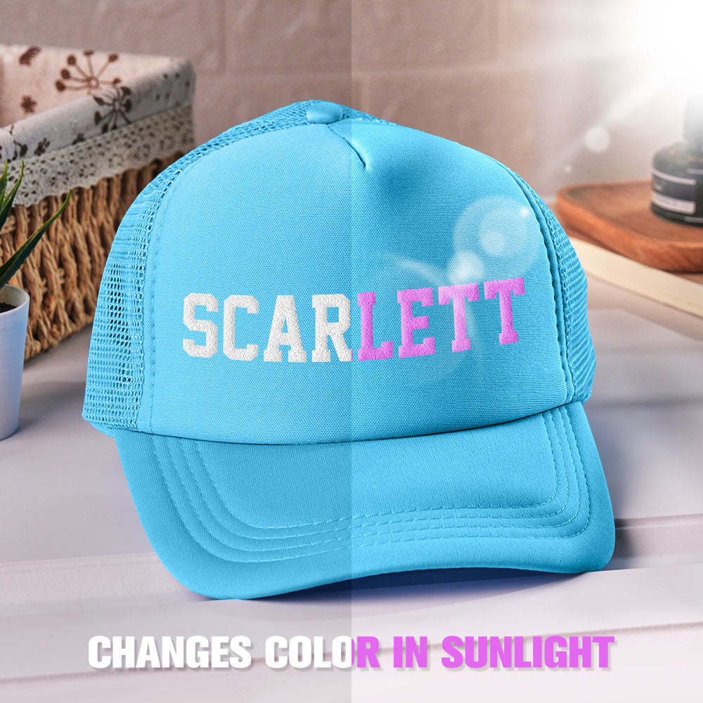 Custom Puff Print Trucker Hat Personalized Name Light-changing Foam Trucker Caps - SantaSocks