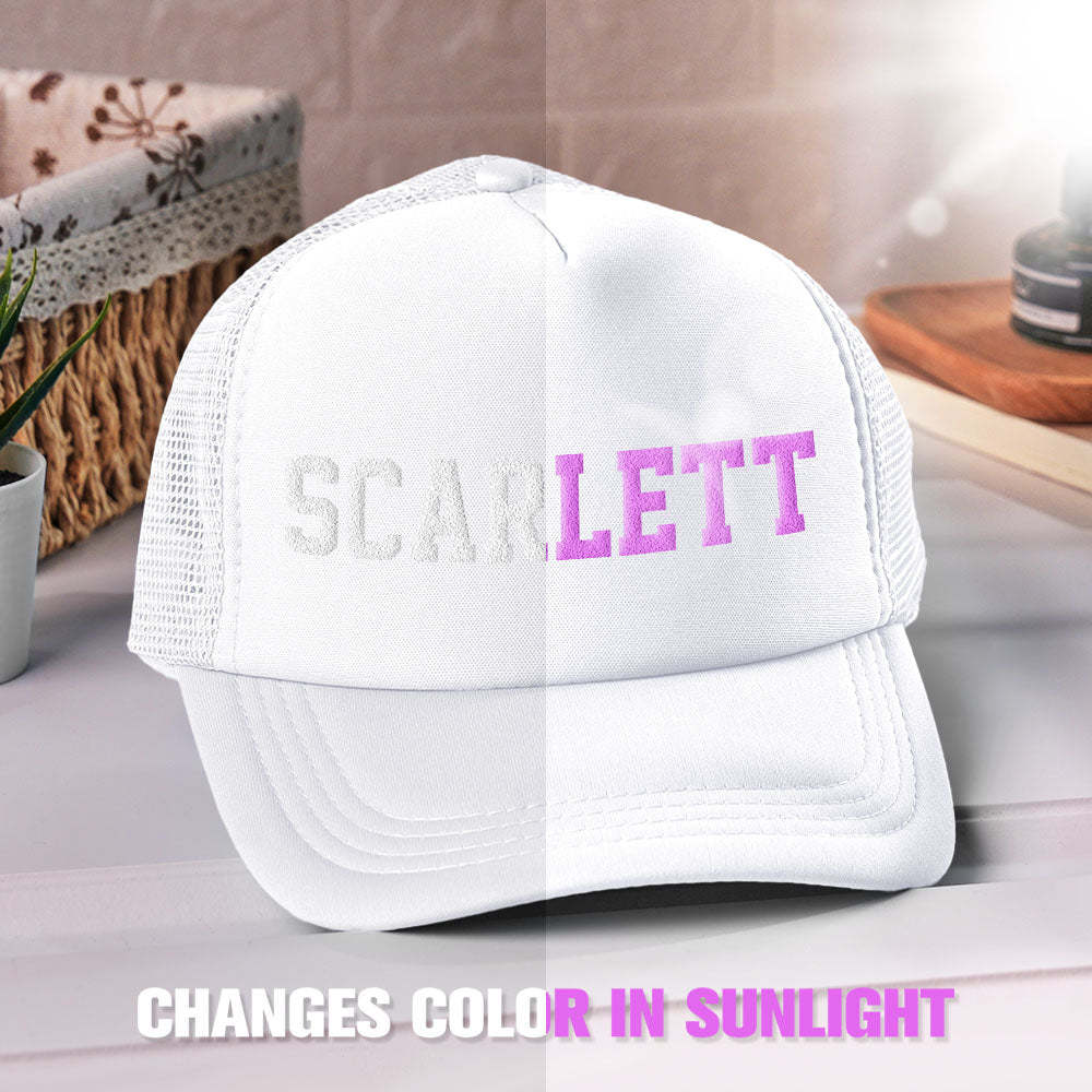 Custom Puff Print Trucker Hat Personalized Name Light-changing Foam Trucker Caps - SantaSocks