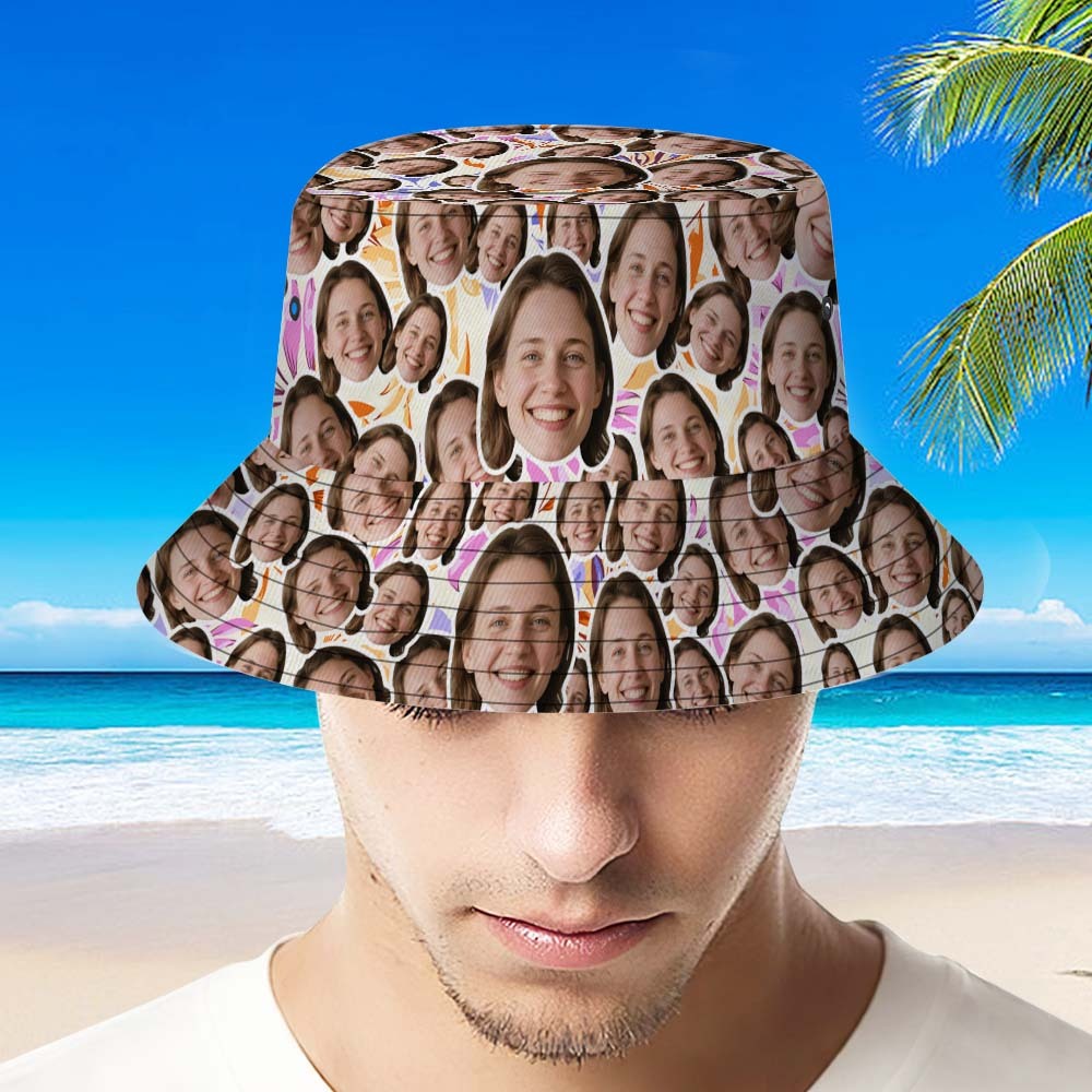 Custom Face Bucket Hat Unisex Face Mash Personalized Outdoor Summer Hats Green and Yellow Color