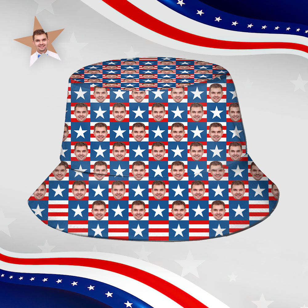 Independence Day Custom Bucket Hat Face Unisex Fisherman Hat Summer Hat the Fourth of July